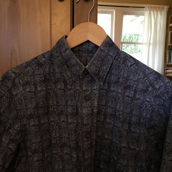 Woolrich Vintage Blue Retro Patterned Button Up - Picture 2 of 7